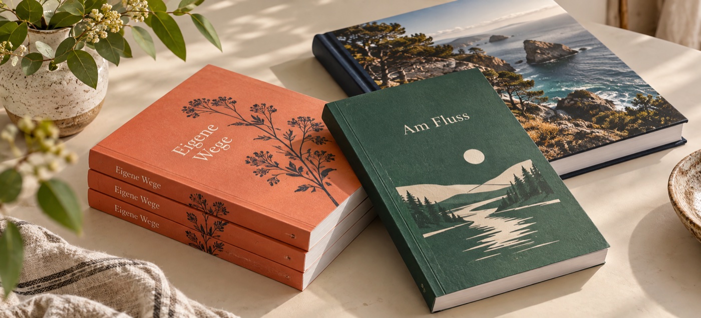 Exemples de livres avec couvertures souples et rigides au design personnalisé